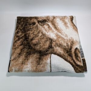 Vintage Biederlack Reversible Horse Head Graphic Fleece Throw Blanket